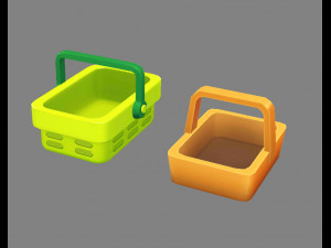 cartoon vegetable basket - shopping basket - carrying basket Model 3D