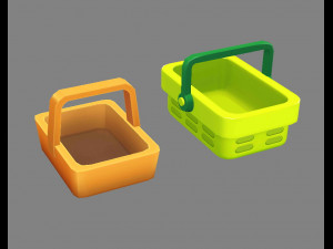cartoon vegetable basket - shopping basket - carrying basket Model 3D