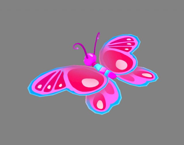 cartoon butterfly - purple 3D Модель .c4d .max .obj .3ds .fbx .stl .blend 