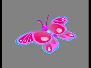 cartoon butterfly - purple Modèle 3D