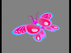 borboleta de desenho animado - roxa Modelo 3D