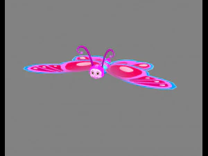 cartoon butterfly - purple 3D Model