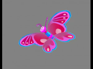 cartoon butterfly - purple 3D Model