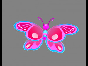 cartoon butterfly - purple 3D Модель
