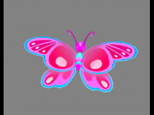 cartoon butterfly - purple 3D Model