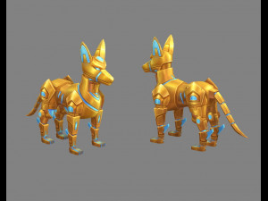 cartoon robot dog - mecha wolf - electronic dog - metal dog 3D Model