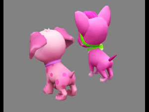 cartoon puppy - purple female dog - pet dog 3D Model