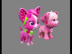 cartoon puppy - purple female dog - pet dog 3D Model