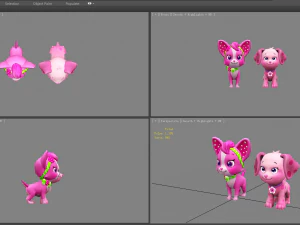 cartoon puppy - purple female dog - pet dog 3D Model