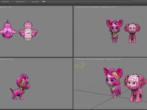 cartoon puppy - purple female dog - pet dog 3D Model