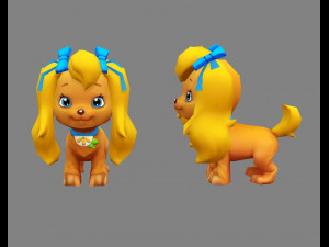 cartoon puppy - yellow female dog - pet dog Model 3D