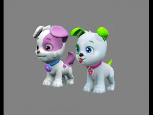 cartoon puppy - white male dog - pet dog 3D Model