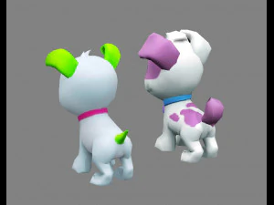 cartoon puppy - white male dog - pet dog 3D Model