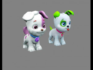 cartoon puppy - white male dog - pet dog 3D Model