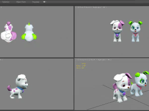 cartoon puppy - white male dog - pet dog 3D Model