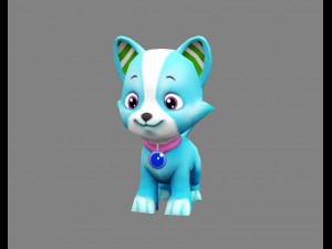 cartoon puppy - blue male dog - pet dog Model 3D