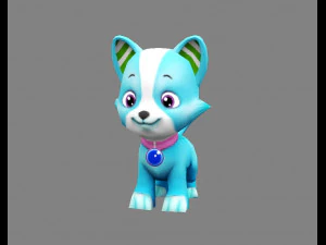 Cachorro de dibujos animados - perro macho azul - perro mascota Modelo 3D