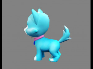 cartoon puppy - blue male dog - pet dog 3D Model