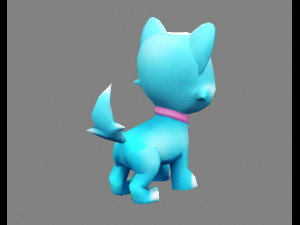 cartoon puppy - blue male dog - pet dog 3D Model