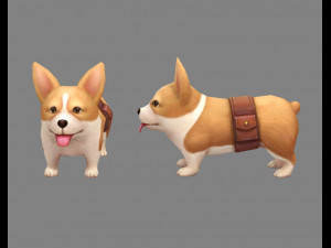 cartoon puppy - corgi - baby dog 3D Model