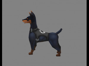 cartoon police dog - hunting dog 3D Model