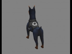 cartoon police dog - hunting dog 3D Model
