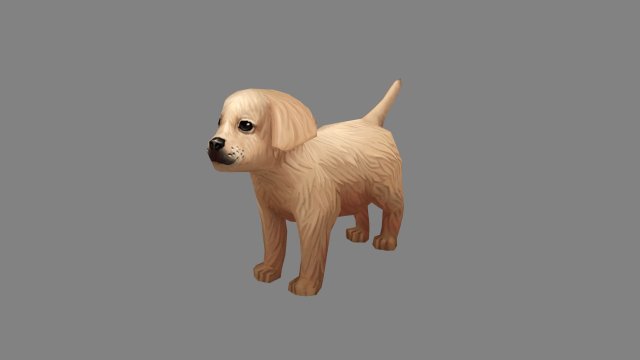 cartoon puppy - brown dog 3D Модель .c4d .max .obj .3ds .fbx .stl .blend
