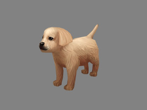 cartoon puppy - brown dog Model 3D