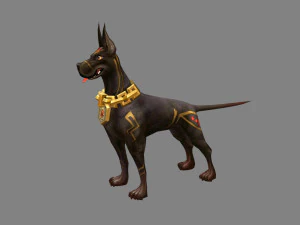 cartoon black doberman - hound dog 3D Model