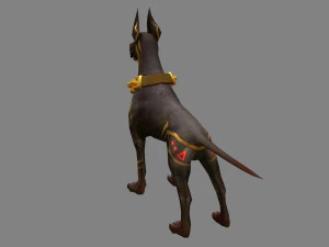 cartoon black doberman - hound dog 3D Model