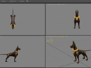 cartoon black doberman - hound dog 3D Model