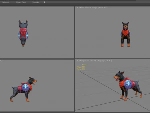 cartoon german pinscher - miniature hound dog 3D Model