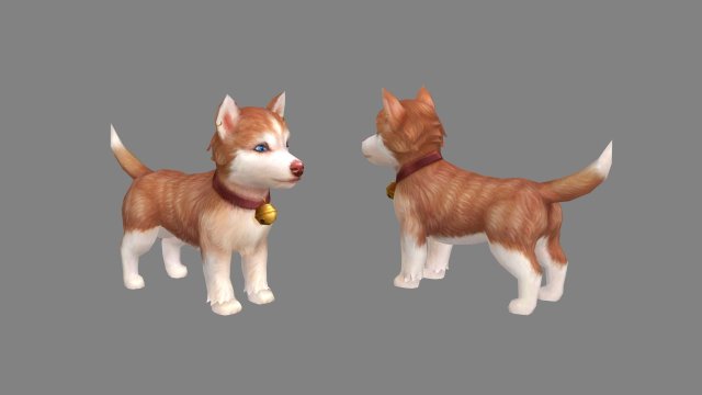 cartoon husky puppy - brown dog 3D-Modell .c4d .max .obj .3ds .fbx .stl .blend 