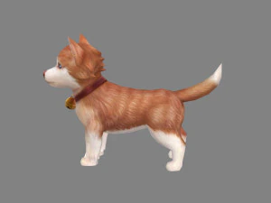 cartoon husky puppy - brown dog 3D Model