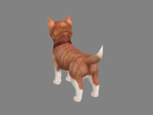 cartoon husky puppy - brown dog 3D Model