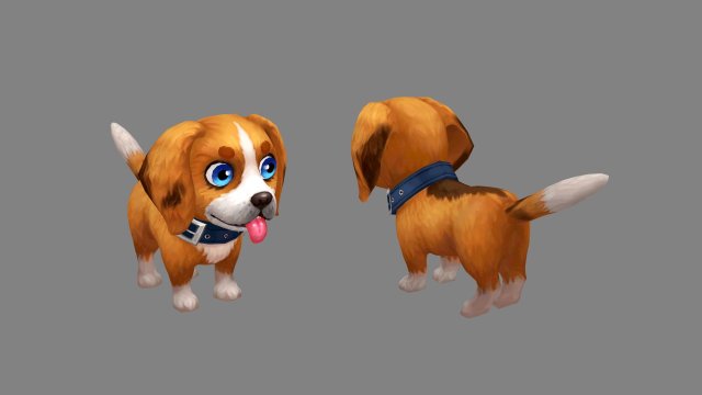 cartoon beagle puppy - yellow dog Modelo 3D .c4d .max .obj .3ds .fbx .stl .blend
