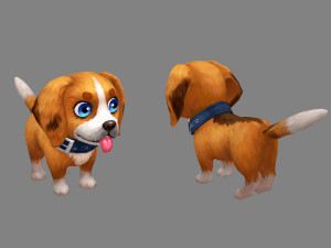 cartoon beagle puppy - yellow dog Modelo 3D
