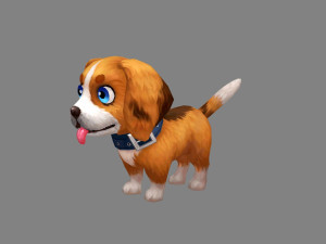 cartoon beagle puppy - yellow dog Modelo 3D