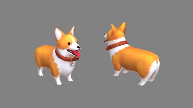 cartoon corgi - yellow puppy dog Modelo 3D .c4d .max .obj .3ds .fbx .stl .blend 
