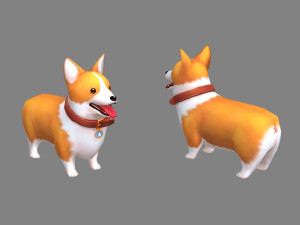 cartoon corgi - yellow puppy dog 3D Model