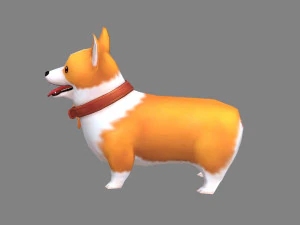 cartoon corgi - yellow puppy dog 3D Model