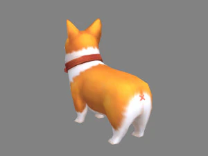 cartoon corgi - yellow puppy dog 3D Model