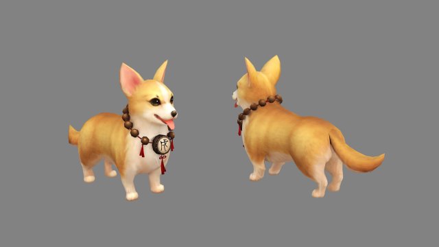 cartoon dachshund - yellow puppy dog 3D-Modell .c4d .max .obj .3ds .fbx .stl .blend 