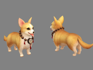 cartoon dachshund - yellow puppy dog 3D Model