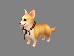 cartoon dachshund - yellow puppy dog 3D Model
