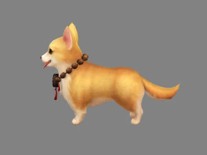 cartoon dachshund - yellow puppy dog 3D Model
