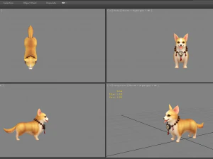 cartoon dachshund - yellow puppy dog 3D Model