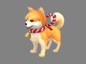 cartoon akita inu - shiba dog 3D Model