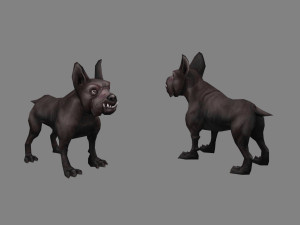 cartoon black bulldog - puppy dog Model 3D