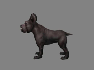cartoon black bulldog - puppy dog 3D Model